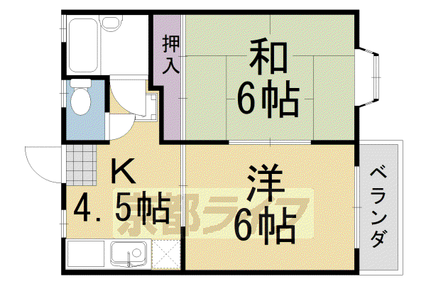 グリーンビューラー(2DK/1階)の間取り写真