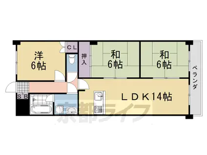 阪急電鉄京都線 桂駅 徒歩10分 6階建 築42年(3LDK/2階)の間取り写真