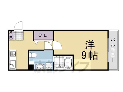 阪急電鉄京都線 桂駅 徒歩17分 4階建 築23年(1K/1階)の間取り写真