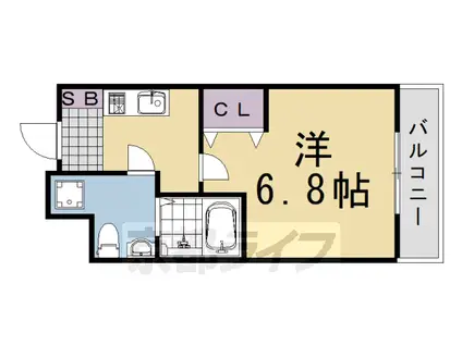 ランブラス桂 水築町(1K/1階)の間取り写真