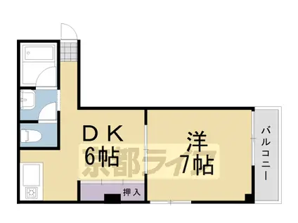 阪急電鉄京都線 桂駅 徒歩28分 4階建 築45年(1DK/3階)の間取り写真