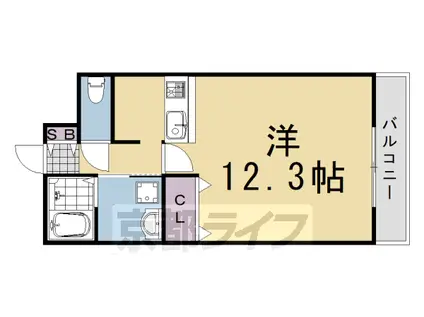 東海道本線 桂川駅(京都) 徒歩10分 3階建 築24年(1K/1階)の間取り写真