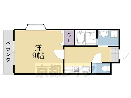 東海道本線 桂川駅(京都) 徒歩17分 3階建 築23年(1K/3階)の間取り写真