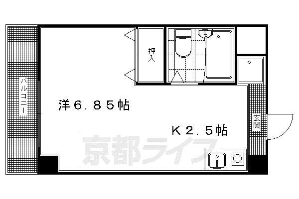 京都市烏丸線 北大路駅 徒歩3分 3階建 築32年(1K/2階)の間取り写真
