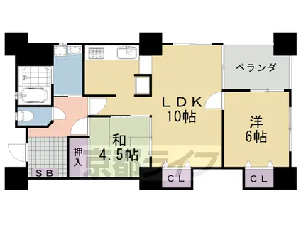 ツインクルコート桂イースト(2LDK/3階)の間取り写真