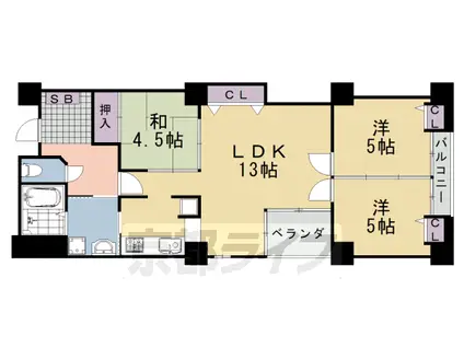 ツインクルコート桂イースト(3LDK/3階)の間取り写真