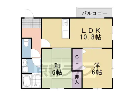 阪急電鉄京都線 桂駅 徒歩14分 2階建 築23年(2LDK/1階)の間取り写真