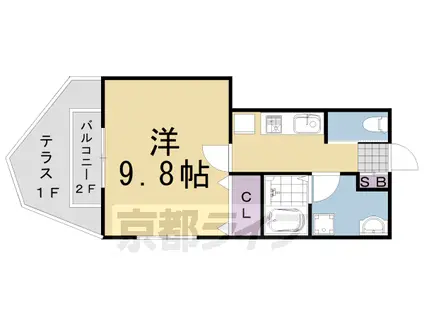 阪急電鉄京都線 桂駅 徒歩8分 2階建 築23年(1K/2階)の間取り写真