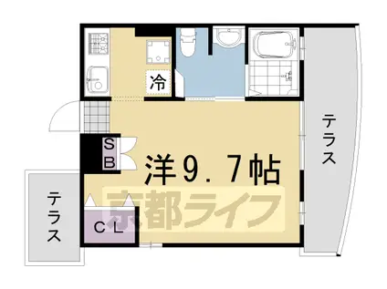 阪急電鉄京都線 桂駅 徒歩9分 3階建 築22年(1K/3階)の間取り写真