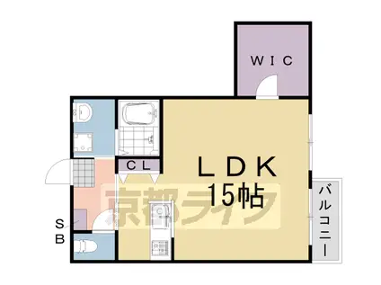 阪急電鉄嵐山線 上桂駅 徒歩14分 2階建 築23年(1K/2階)の間取り写真