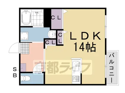 阪急電鉄嵐山線 上桂駅 徒歩14分 2階建 築23年(1K/2階)の間取り写真