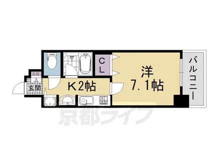 京都市烏丸線 五条駅(京都市営) 徒歩4分 8階建 築22年(1K/1階)の間取り写真