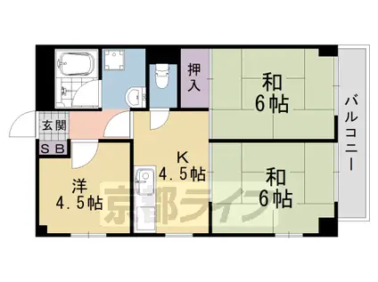 阪急電鉄京都線 桂駅 徒歩9分 3階建 築41年(3DK/3階)の間取り写真