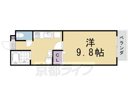 阪急電鉄嵐山線 上桂駅 徒歩13分 3階建 築22年(1K/1階)の間取り写真