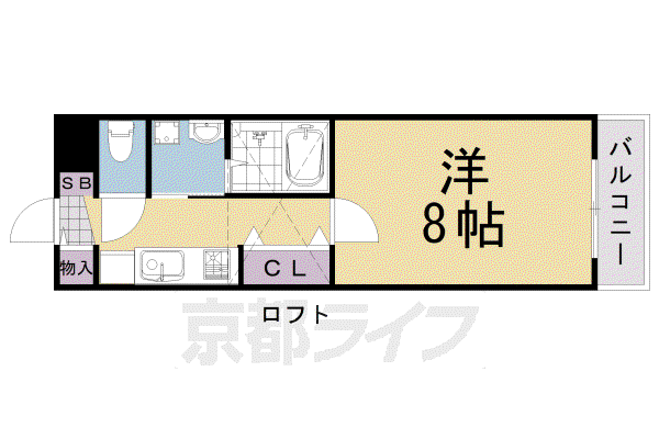 阪急電鉄京都線 桂駅 徒歩14分 2階建 築22年(1K/2階)の間取り写真