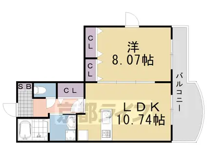 阪急電鉄嵐山線 上桂駅 徒歩14分 4階建 築22年(1LDK/3階)の間取り写真