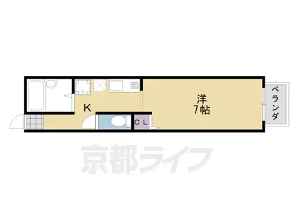阪急電鉄京都線 桂駅 徒歩13分 2階建 築27年(1K/1階)の間取り写真