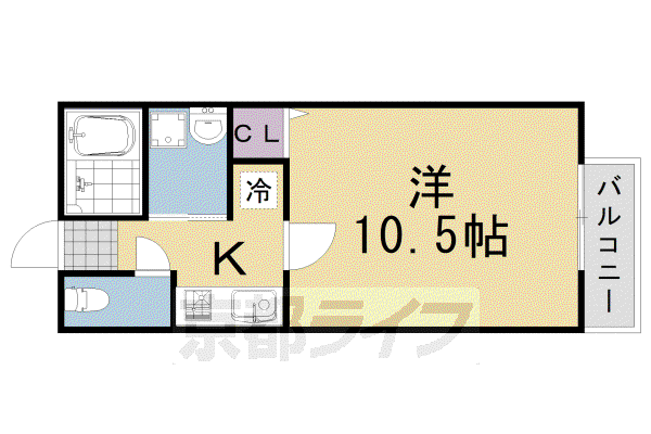 阪急電鉄京都線 桂駅 徒歩2分 2階建 築21年(1K/1階)の間取り写真