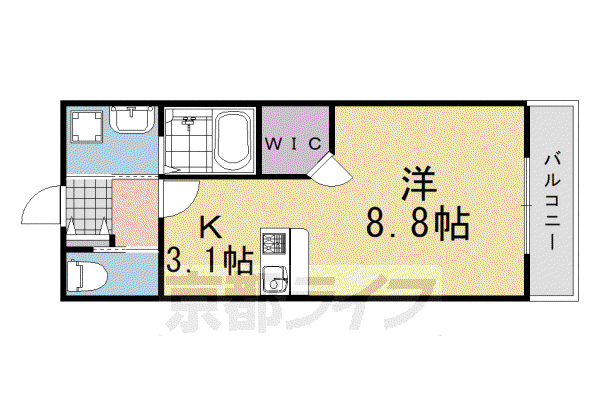 阪急電鉄京都線 桂駅 徒歩8分 2階建 築21年(1K/2階)の間取り写真