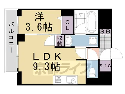 東海道本線 桂川駅(京都) 徒歩8分 5階建 築8年(1LDK/2階)の間取り写真