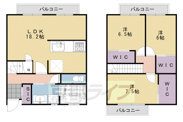 阪急電鉄嵐山線 松尾大社駅 徒歩5分 2階建 築9年(3LDK/1階)の間取り写真