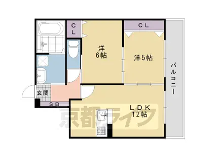 阪急電鉄京都線 洛西口駅 徒歩52分 4階建 築8年(2LDK/3階)の間取り写真