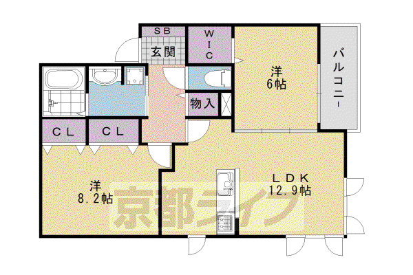 ビューハイツA(2LDK/1階)の間取り写真