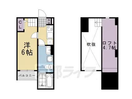 阪急電鉄嵐山線 上桂駅 徒歩5分 2階建 築8年(1K/2階)の間取り写真