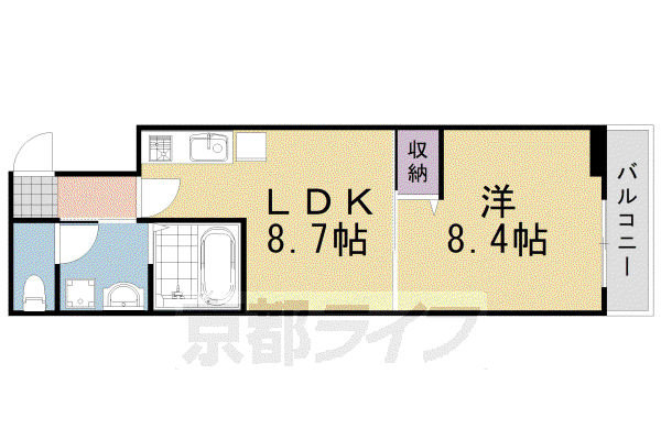 ノワール エ ブラン(1DK/3階)の間取り写真