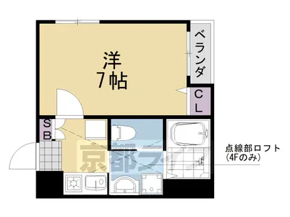 阪急電鉄京都線 桂駅 徒歩7分 4階建 築19年(1K/3階)の間取り写真