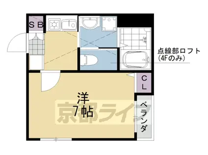 アブティール桂西口(1K/4階)の間取り写真