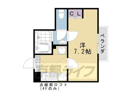 アブティール桂西口(1K/4階)の間取り写真