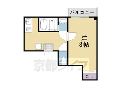 阪急電鉄京都線 桂駅 徒歩8分 4階建 築19年(1K/3階)の間取り写真