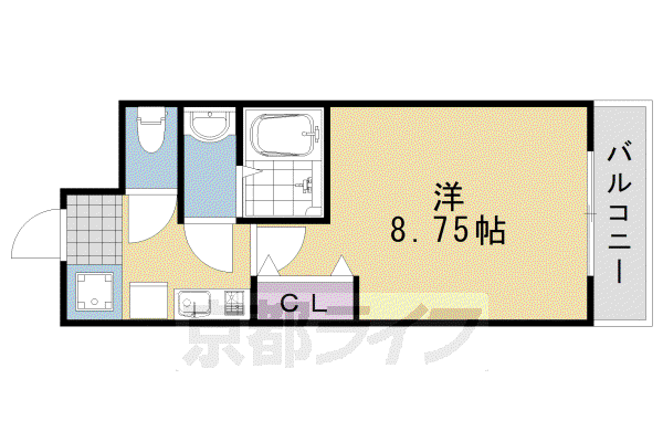 阪急電鉄京都線 桂駅 徒歩8分 4階建 築20年(1K/3階)の間取り写真