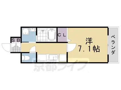 アーバン御陵(1K/2階)の間取り写真