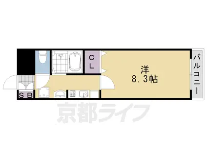 阪急電鉄京都線 桂駅 徒歩2分 3階建 築20年(1K/2階)の間取り写真