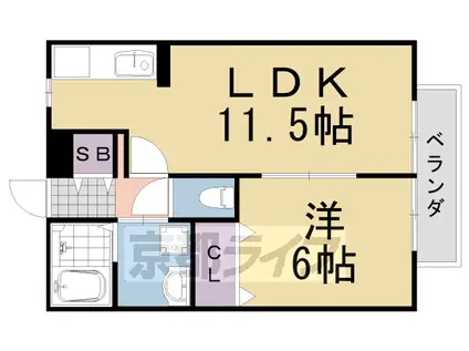 東海道本線 桂川駅(京都) 徒歩17分 2階建 築19年(1LDK/1階)の間取り写真