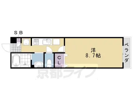阪急電鉄嵐山線 上桂駅 徒歩15分 2階建 築19年(1K/1階)の間取り写真
