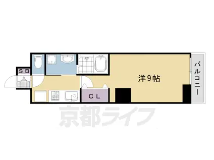 阪急電鉄京都線 桂駅 徒歩1分 6階建 築18年(1K/3階)の間取り写真