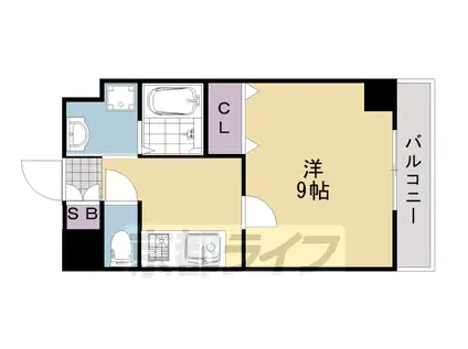 阪急電鉄京都線 桂駅 徒歩1分 6階建 築19年(1K/4階)の間取り写真