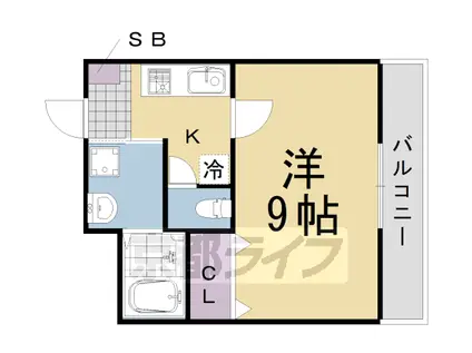 阪急電鉄京都線 桂駅 徒歩1分 6階建 築18年(1K/3階)の間取り写真