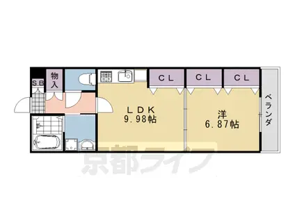 阪急電鉄嵐山線 松尾大社駅 徒歩2分 3階建 築19年(1LDK/2階)の間取り写真