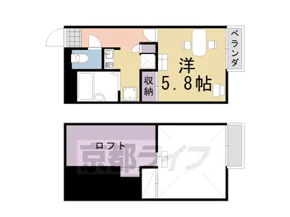 阪急電鉄京都線 桂駅 徒歩32分 2階建 築22年(1K/1階)の間取り写真