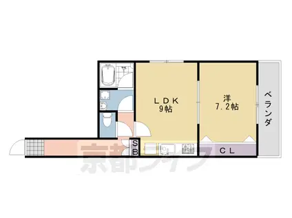 シャルレ10番館(1LDK/4階)の間取り写真