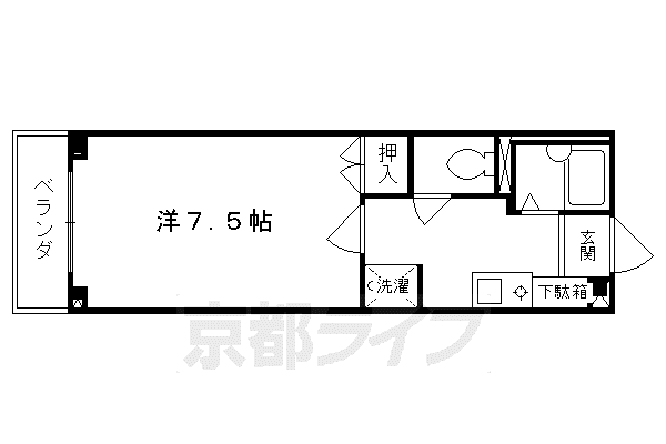 阪急電鉄京都線 大宮駅(京都) 徒歩7分 4階建 築27年(1K/3階)の間取り写真