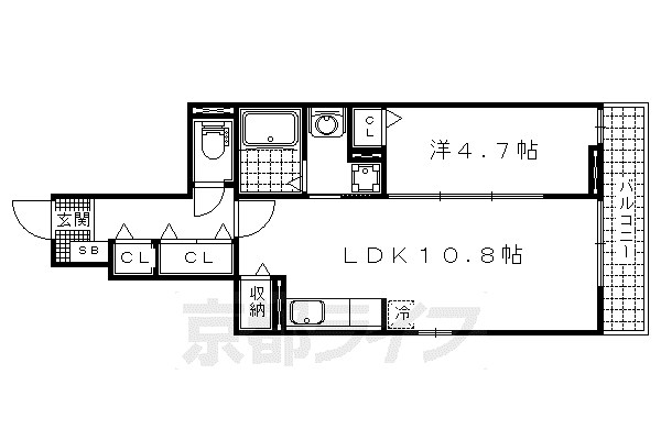 京都市東西線 小野駅(京都) 徒歩7分 3階建 築11年(1LDK/1階)の間取り写真