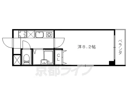 京都市東西線 椥辻駅 徒歩2分 6階建 築28年(1K/5階)の間取り写真