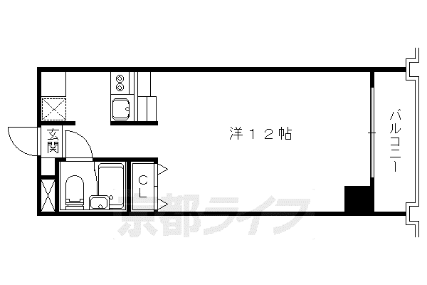 京都市東西線 山科駅 徒歩5分 6階建 築38年(1K/3階)の間取り写真
