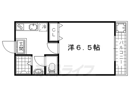 京都市東西線 御陵駅 徒歩6分 3階建 築42年(1K/3階)の間取り写真