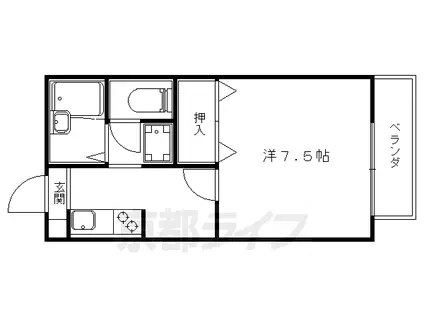 京都市東西線 東野駅(京都) 徒歩6分 2階建 築26年(1K/2階)の間取り写真